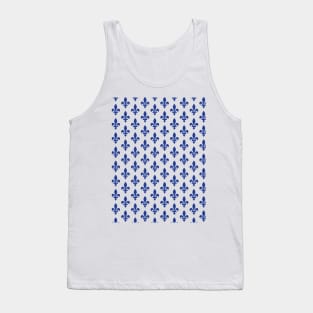 Lily Flower Pattern | Fleur de Lys du Québec | Blue and White Tank Top